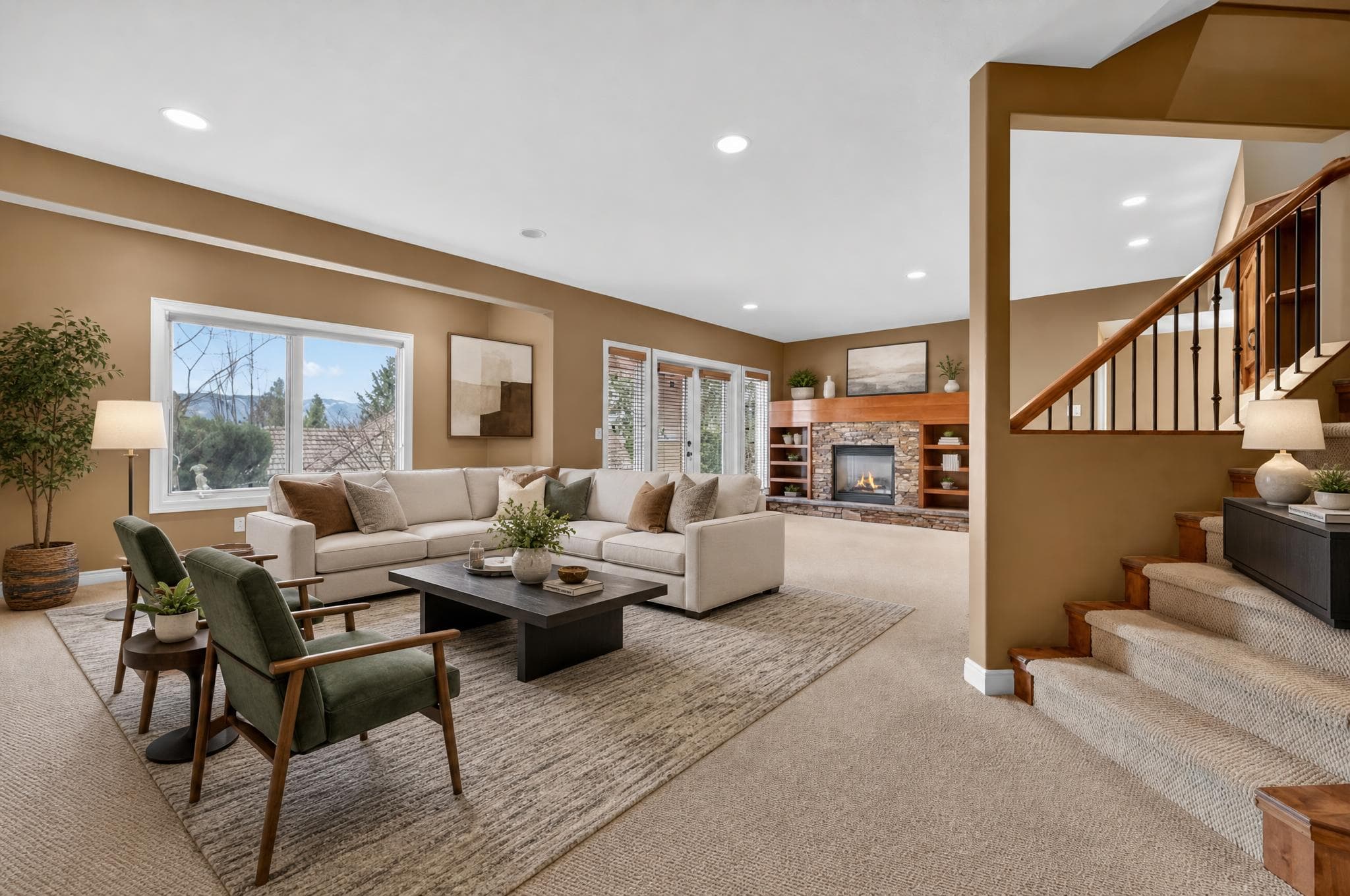 Living Room shown with modern virtual staging